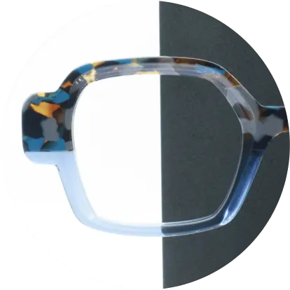 LABO FUB03-Bicolore moucheté bleu marron sur bleu translucide